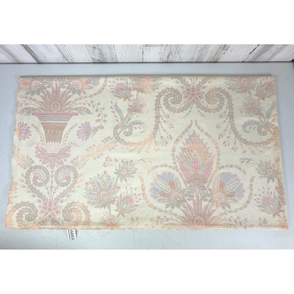 Atelier Martex Full Sheet Set Cream Pink Floral Paisley Cotton Vintage USA READ